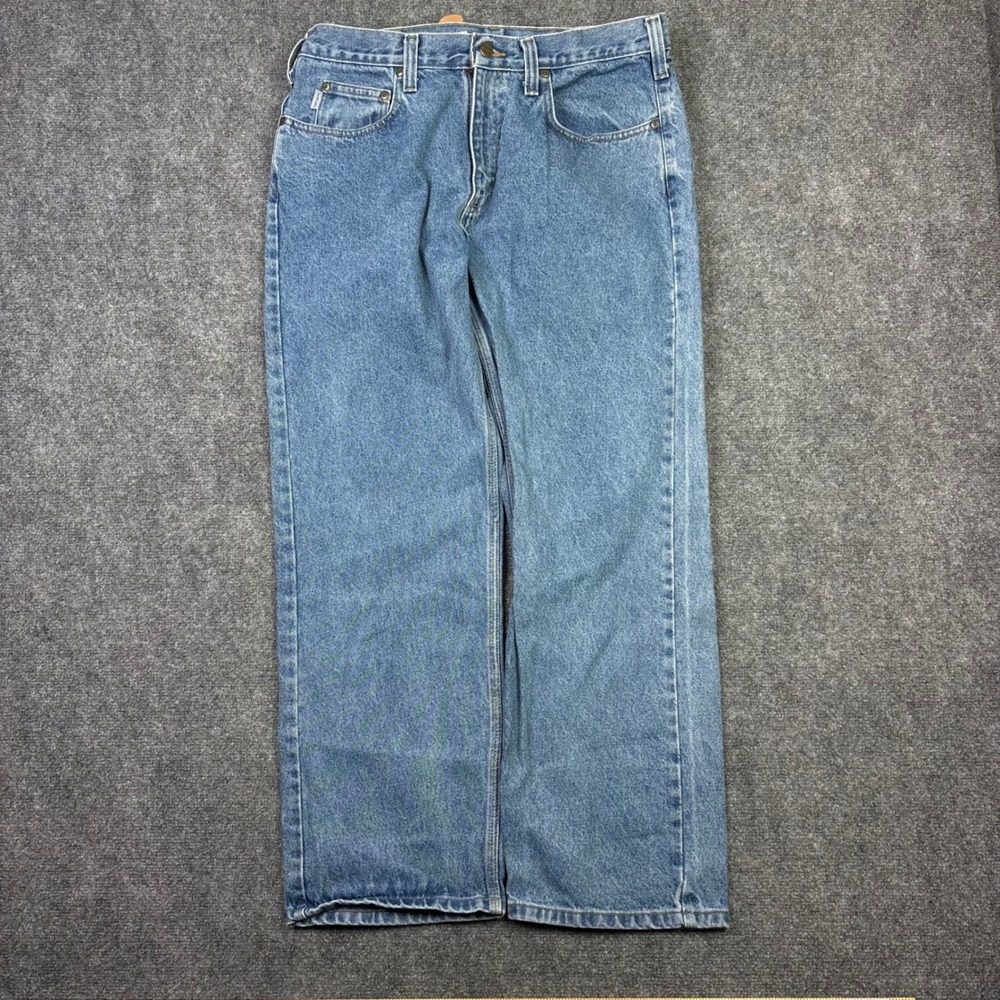 Carhartt Relaxed Fit Jeans Mens 36x30 Blue B460 LVB Straight Leg Denim Workwear